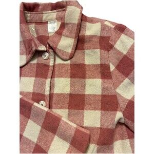Unbranded Women's L Pink White Plaid Jacket  Pockets Button Down